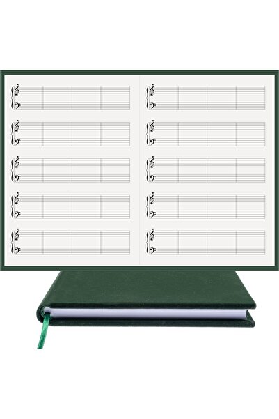 BİDEFTER Piano Notebook (Treble Clef) 100% Handmade, Hand Sewn - 2026 Collection, Viscose Fabric – A/4