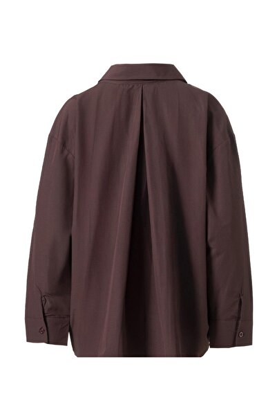 FACETTE Oversized Poplin Shirt Bitter Brown