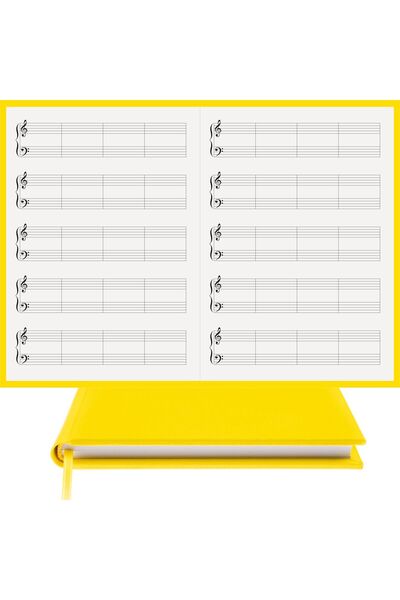 BİDEFTER Piano Notebook (Treble Clef) 100% Handmade, Hand Sewing, 2026 Collection, Genuine Leather Cloth –A/4