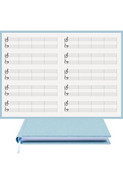 BİDEFTER Piano Notebook (Treble Clef) 100% Handmade, Hand Sewn - 2026 Collection, Viscose Fabric – A/4