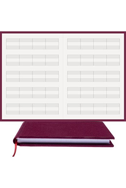 BİDEFTER Piano Notebook (Treble Clef) 100% Handmade, Hand Sewn - 2026 Collection, Viscose Fabric – A/4
