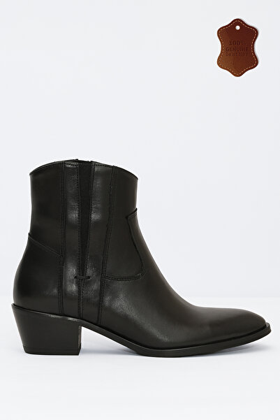 wanita milano Kadın Siyah Bot Günlük Hakiki Deri Ortopedik Kısa Topuklu Fermu...