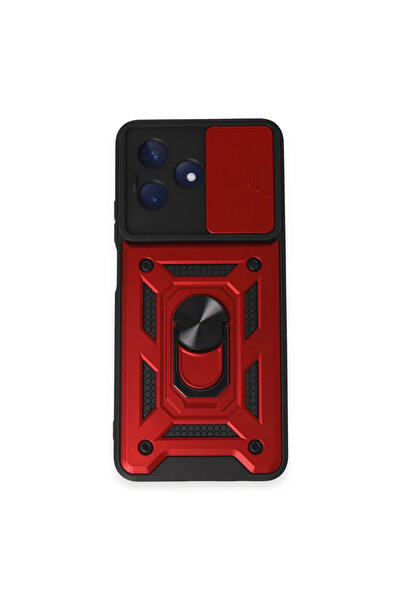 eco port Realme C53 Kılıf Pars Lens Yüzüklü Silikon - Kırmızı