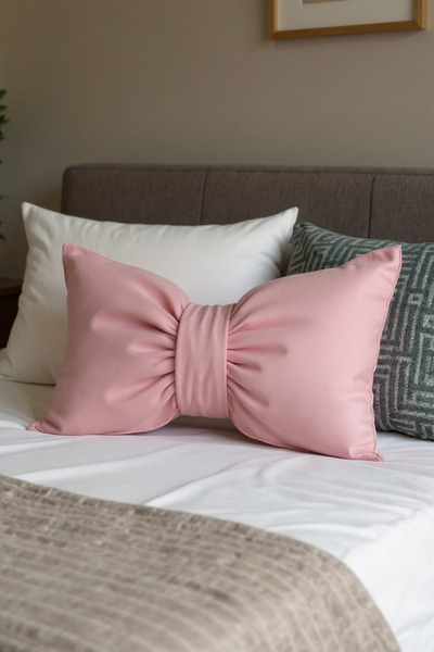 canbow وسادة زخرفية كبيرة الحجم بتصميم فيونكة، وسادة قماشية مزينة بفيونكة مع ...