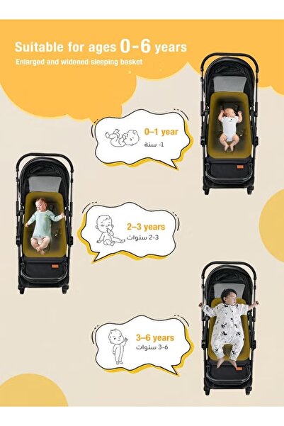 hibobi Reversible High-Landscape Baby Stroller, Foldable, Anti-Shock, XL Tray, Large Basket, for 0–6 Years