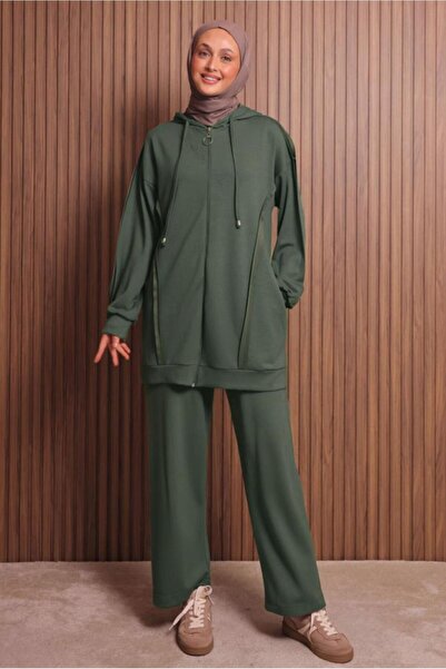 TRENDTESETTÜR Women's Khaki Pants K Hooded Set t 1017