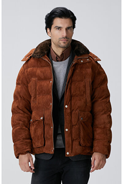 Network Tarçın Kapüşonlu Deri Kaban