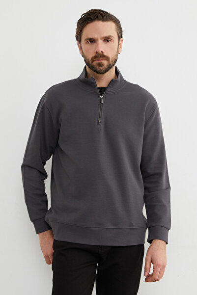 Fulla Moda Ribbed Half-Zip Sweatshirt