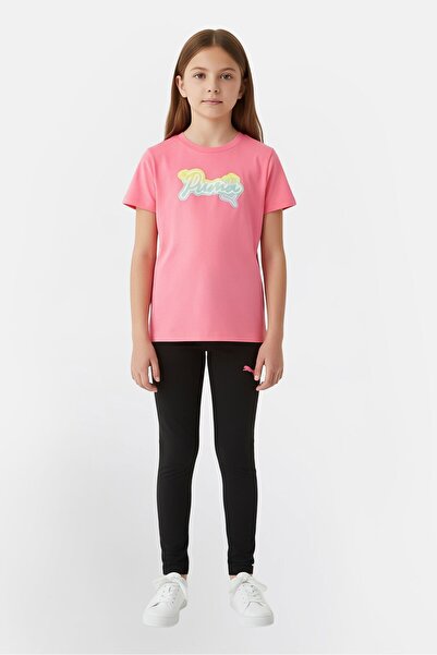 Puma Kids Girl 2 Pieces Brand Logo Top And Leggings Set, Multicolor