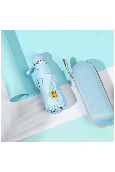 fulina Mini Travel Capsule Umbrella, Small Compact Portable Umbrella for Sun and Rain, (Blue)