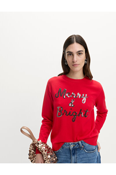 Marks & Spencer Payet Sloganlı Yuvarlak Yaka Kazak