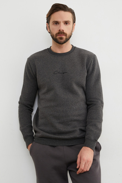 Fulla Moda 3 Thread Letter Print Crew Neck Sweatshirt