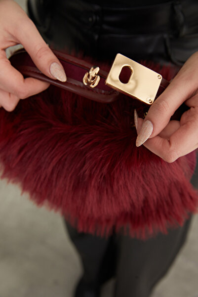 Fulla Moda Faux Fur Shoulder Bag with Zipper and Strap