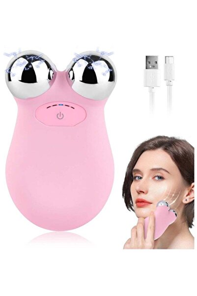 Arabest أجهزة شد الوجه بالتيار الكهربائي الدقيق، جهاز تدليك الوجه بخمسة أوضاع، جهاز شد الوجه بالتيار الكهربائي الدقيق الصغير، (وردي)