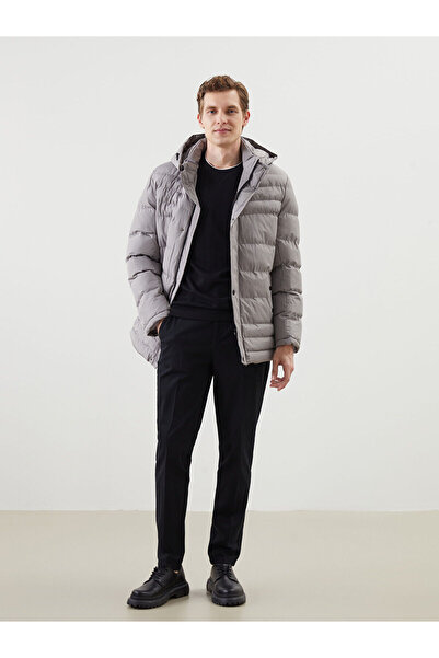 LC Waikiki Beige Standard Fit Hooded Men's Puffer Coat