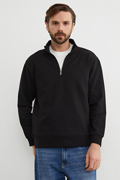 Fulla Moda Ribbed Half-Zip Sweatshirt
