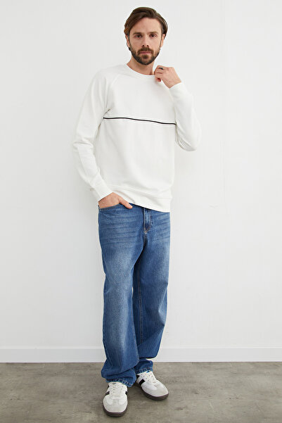 Fulla Moda Contrast Piped Detail Crew Neck Sweatshirt