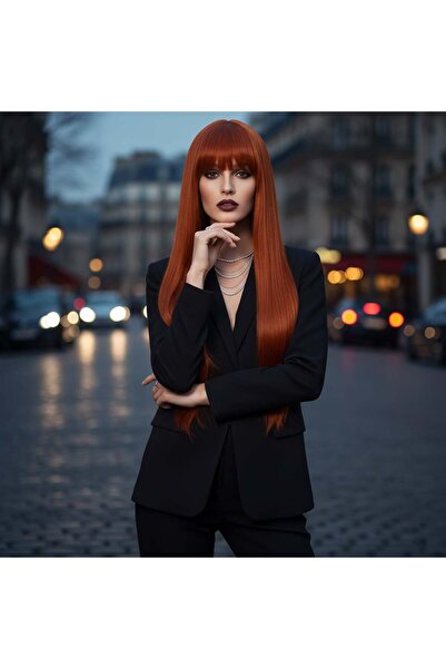 Seçkin Trend Perucă sintetică cu fibre lungi cu perucă dreaptă / cupru