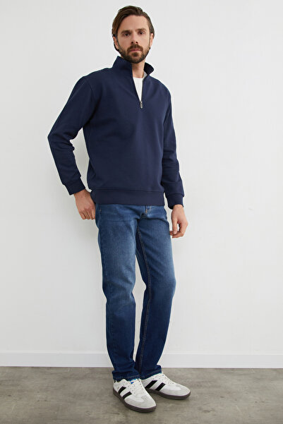Fulla Moda Ribbed Half-Zip Sweatshirt