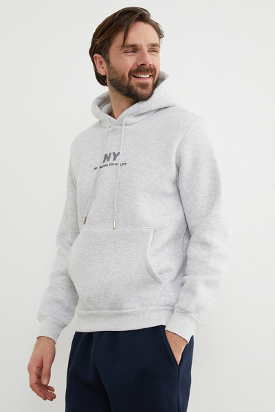 Fulla Moda 3 Yarn Ny Printed Hooded Sweatshirt