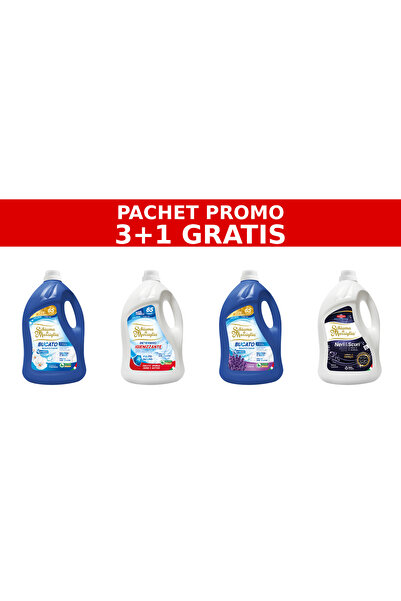 Schiuma di Marsiglia PACHET PROMO 3+1 – FIORI BIANCHI, IGIENIZANT, LAVANDA, NERI & SCURI – 4 x 5L
