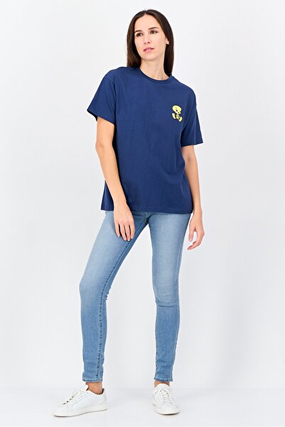 Disney Looney Tunes Women Crew Neck Short Sleeve Graphic T-Shirt, Blue