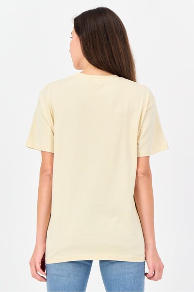 Disney Hello Kitty Women Crew Neck Short Sleeve Brand Logo T-Shirt, Beige