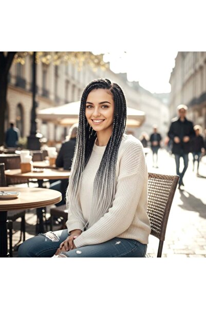 Ethab Ticaret شعر سين أومبري / أسود / رمادي / أبيض للضفائر الأفريقية والرستا