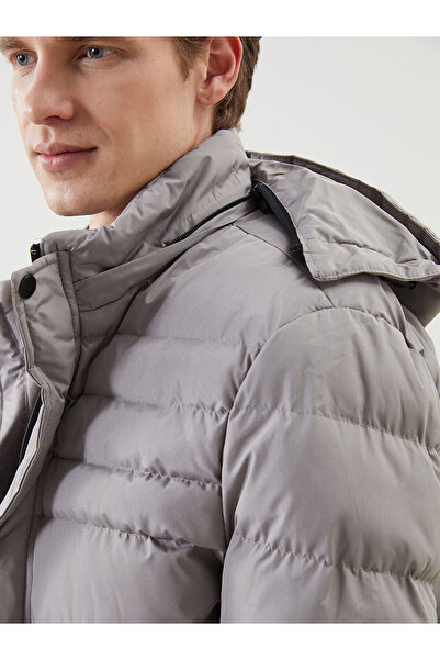 LC Waikiki Beige Standard Fit Hooded Men's Puffer Coat