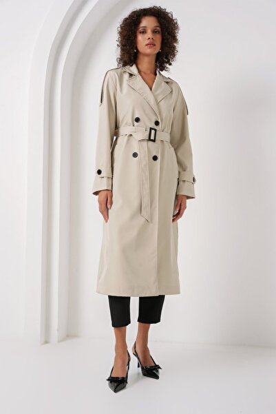 ALPACO 5941 Trenci lung cu guler dublu - Stone