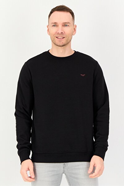 Threadbare Men Crew Neck Embroidered Logo Long Sleeves Sweatshirt, Black