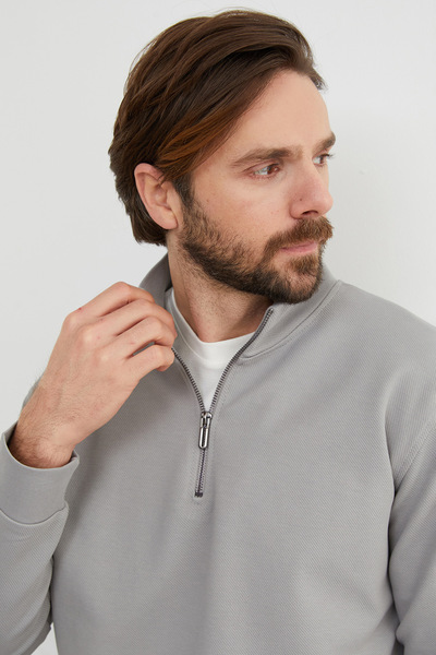 Fulla Moda Ribbed Half-Zip Sweatshirt