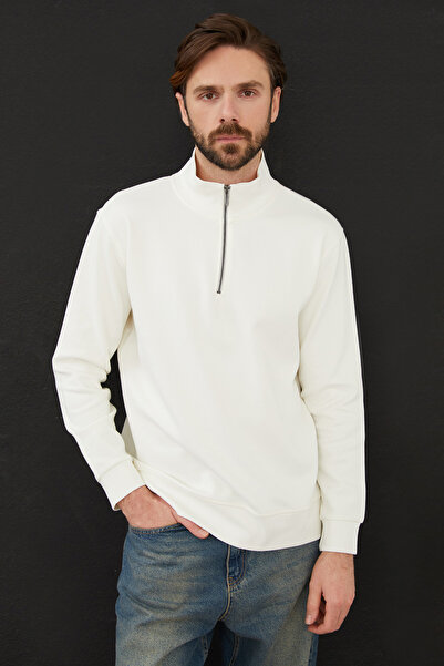 Fulla Moda Ribbed Half-Zip Sweatshirt