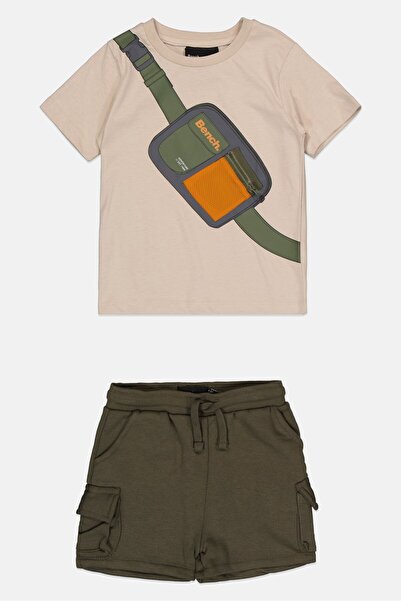 BENCH Kids Boy 2 Pack Short Sleeve Graphic Print Top And Bottom Set, Multicolor