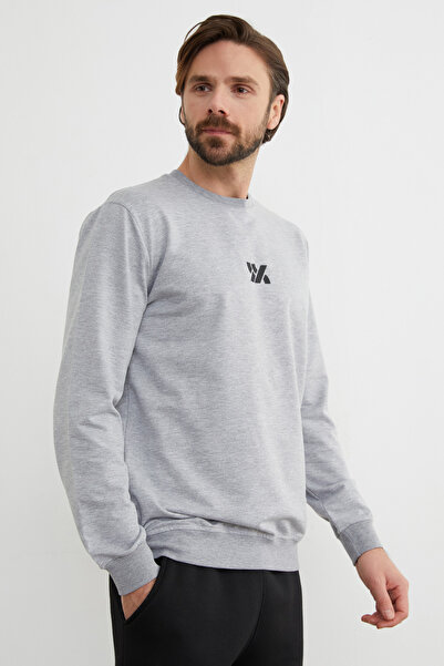 Fulla Moda Embossed Printed Crew Neck Sweatshirt