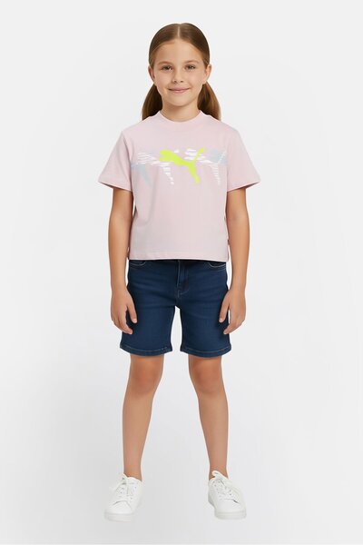Puma Kids Girl Sportswear Fit Short Sleeve Outdoor T-Shirt, Pink