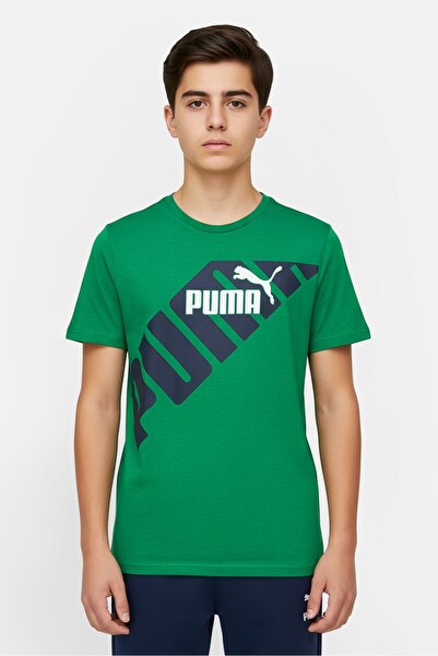 Puma Kids Boy Sportswear Fit Short Sleeve Outdoor T-Shirt, Green