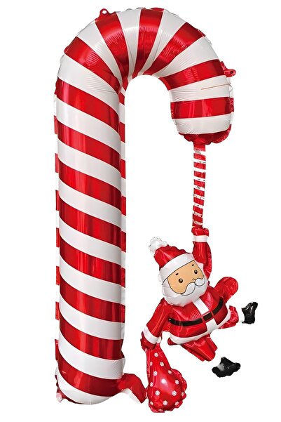 Genel Markalar Noel Babalı Baston Folyo Balon Yılbaşı Balon Süsü 70-48 cm