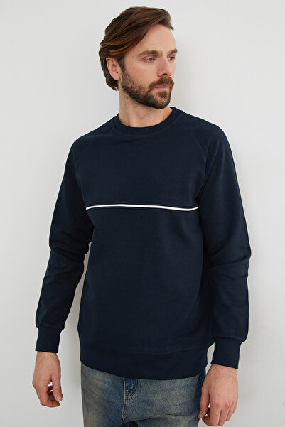 Fulla Moda Contrast Piped Detail Crew Neck Sweatshirt