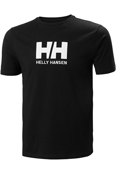 Helly Hansen Logo Erkek Siyah Yuvarlak Yaka Tişört