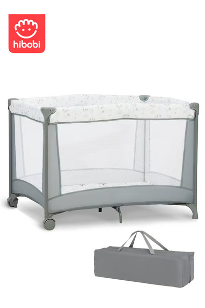 Ominii سرير أطفال محمول 2 في 1، سرير سفر قابل للطي مع مرتبة وحقيبة حمل