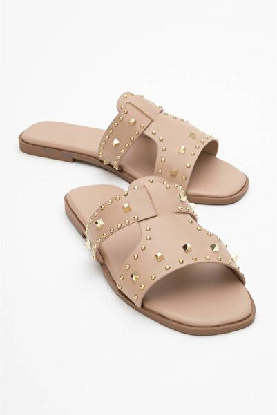 inyola Women's Faux Leather Trok Detailed Slippers 6320