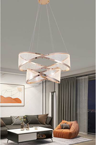 Apliqa Natura Sıralı Gold Salon Sarkıt Led Avize