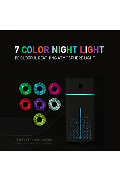 Generic Portable Air Humidifier With LED Night Lamp 1000ml 3W KS-601 White/Black