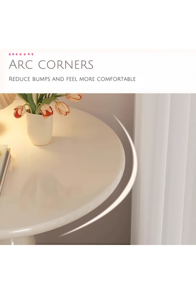 Shangxing White Vintage Sofa Side Table, 40×58 cm Round Coffee Table for Living Room & Bedside