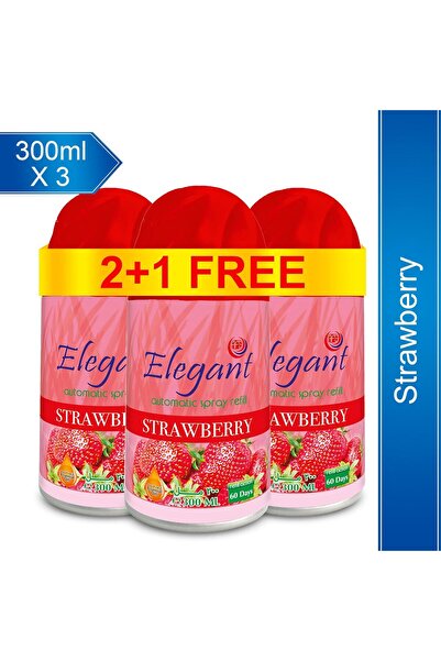 AFS Elegant Elegant Automatic Spray Refill – Fresh Strawberry – 300ML – Pack of 3 – Air Freshener Refill