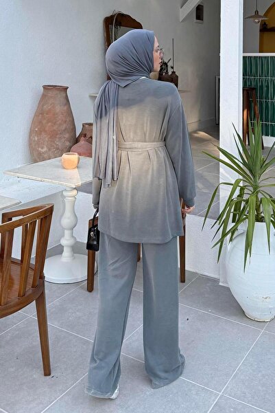 lamelif Double Suit with Tie Detail Anthracite