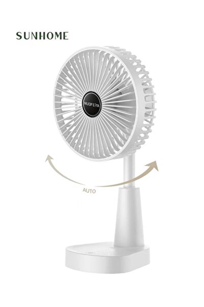Sunhome مروحة سطح مكتب صغيرة بثلاث سرعات قابلة للتعديل وتدفق هواء تلقائي بقوة 9 وات HH-196 باللون الأبيض