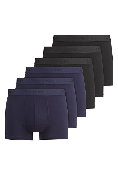 OLYMP Herren Boxershorts, 6er Pack - Trunks, Cotton Stretch, Logo, einfarbig