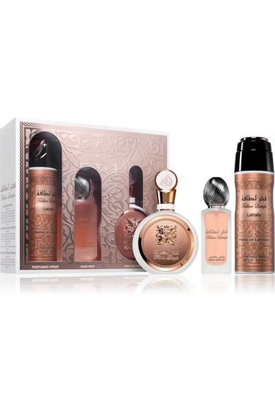 lattafa Fakhar Woman set, eau de parfum 100 ml + hair perfume 50 ml + deodorant spray 200 ml NEW!!